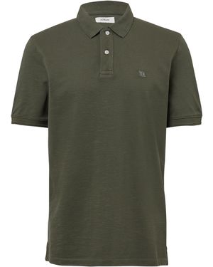 S.oliver Poloshirt mit kleinem Labelpatch und Flammgarnstruktur olivgrün XXL
