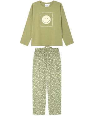 Women'secret Pijama de ga Pantalón Largo Colección Multilicense Cottage - Verde