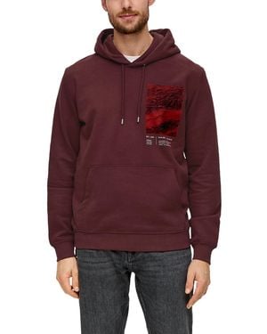 S.oliver Sweatshirt mit Kapuze und Frontprint - Rot