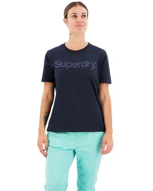 Superdry Tonal Embroidered Logo T Shirt - Blue