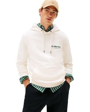 Tommy Hilfiger Medium Weight Cotton Hoodie With Signature Graphic Herald Logo Hooded Sweatshirt - White