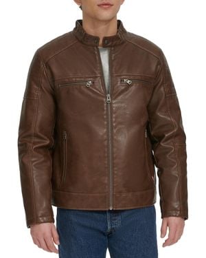Levi's Faux Leather Hooded Racer Jacket - Brown