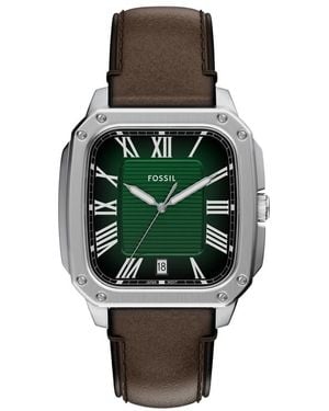 Fossil Crosby 42mm Silver-tone Stainless Steel Watch - Green