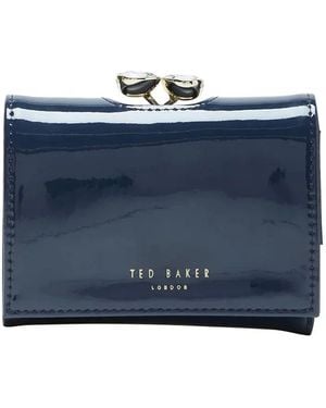 Ted Baker Navy Alyesha Teardrop Crystal Mini Bobble Patent Leather Purse - Blue
