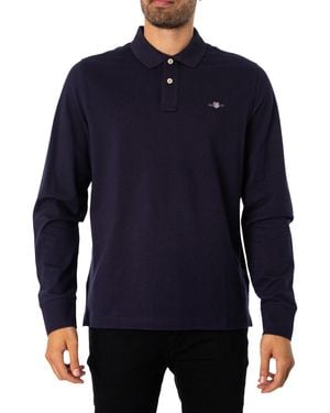 GANT REG SHIELD LS PIQUE RUGGER - Blu