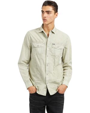 Guess Camicia a maniche lunghe con colletto spalmato solido Hazel Wood - Grigio