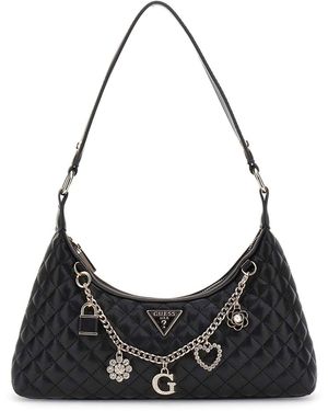 Guess Everlee Top Zip Shoulder Bag Black - Schwarz