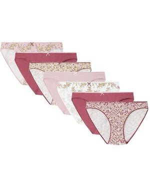 Women'secret Pack 7 Bragas clásicas algodón Lisas y Estampadas - Rosa