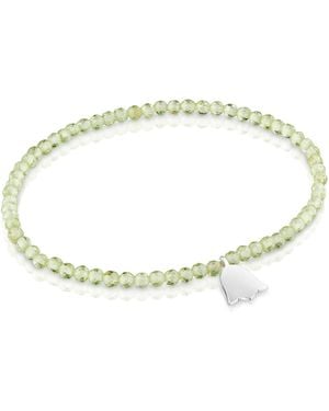 Tous Bracelet élastique avec boules rondes de péridot et motif tulipe en argent sterling - Métallisé