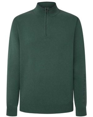 Hackett Hs Knit Hzip Knitwear - Green
