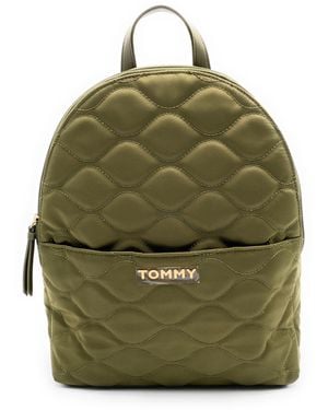 Tommy Hilfiger Rucksack I Cityrucksack I Backpack I Freizeitrucksack I Olivegrün I wattierte Optik I 35x30x10cm I Tragegriff I Handgepäck I