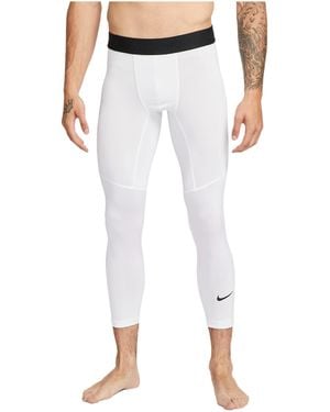 Nike Pro Dri-fit 3/4-length Fitness Tights White/black Medium