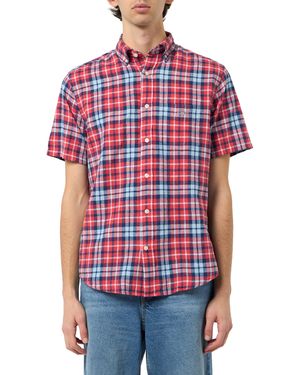 GANT REG Cotton Linen Check SS Shirt Hemd - Rot