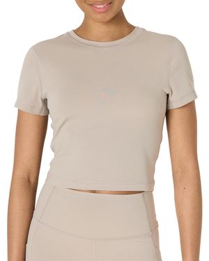 Amazon Essentials Active Formflex Buttery Soft Short Sleeve Slim Fit Crop Layering Workout Top - White