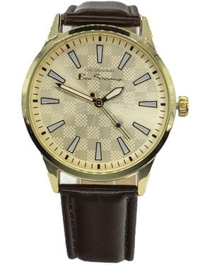 Ben Sherman Orologio da polso marrone con quadrante argentato a quadri BS228 - Grigio