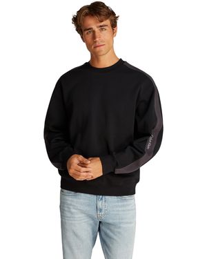 Calvin Klein Ck Jeans Logo Tape Crew Neck J30j327230 - Zwart