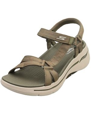 Skechers Go Walk Arch Fit Womens Walking Sandals In Olive - 8 Uk - Brown