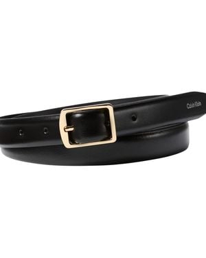 Calvin Klein Classic Square Buckle 2.0 Cm Leather Belt - Black