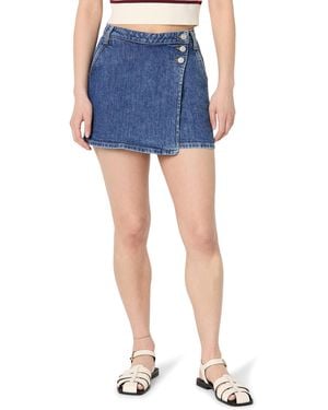 The Drop Gabby Denim Wrap Skort Shorts - Blue