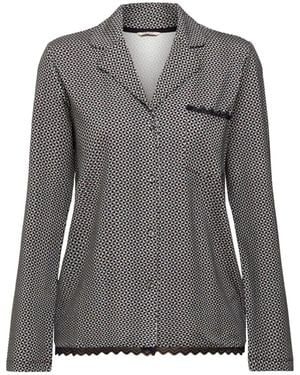 Esprit Printed Cotton Lace Sus S.shirt_a_l Pyjama Top - Grey