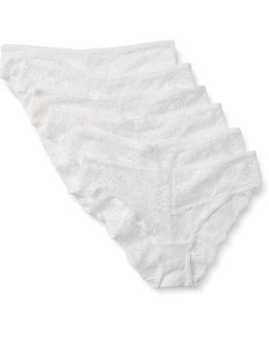 Amazon Essentials Culotte de Bikini en Dentelle Galon Stretch - Blanc