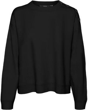 Vero Moda Vmsaba Ls O-neck Button Pullover Ga Noos Jumper - Black
