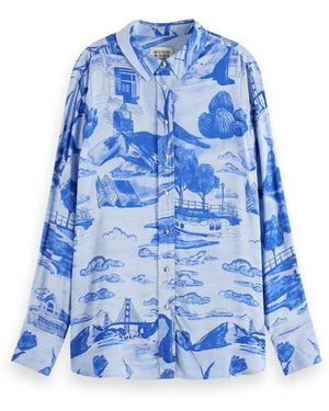 Scotch & Soda Viscose Printed Relaxed Fit Shirt - Blue