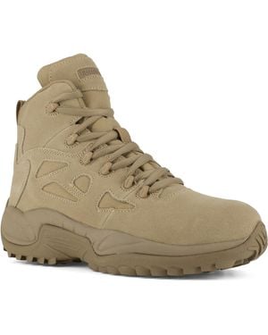 Reebok Mens Rapid Response Rb Safety Toe 6" Stealth With Side Zipper Military Tactical Boot - Natural