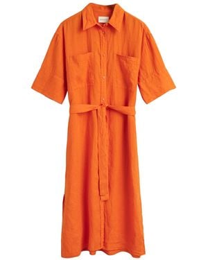 GANT Rel Linen Ss Shirt Dress - Orange