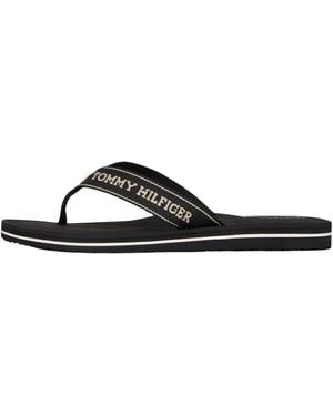 Tommy Hilfiger Vrouwen Sporty Mid Wedge Zomer Sandal Fw0fw08856 Flip Flops - Zwart