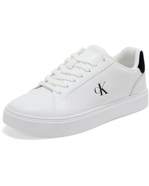 Calvin Klein 's Classic Lace-up Leather Cupsole Trainers - White