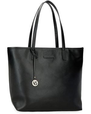 Pepe Jeans Elia Portable Tote Bag 15.6 Inch Black 34x32x14 Cms Faux Leather By Joumma Bags