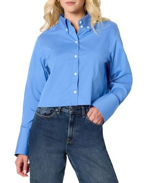 Amazon Essentials Chemise Courte à Col Boutonné en Popeline - Bleu