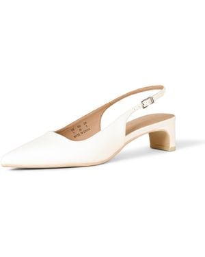 Amazon Essentials Scarpe Slingback con Tacco a Blocco Donna - Bianco