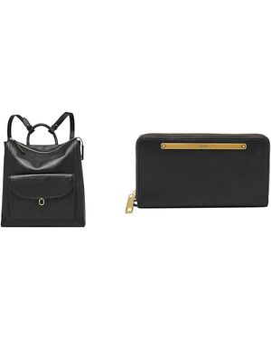 Fossil Parker Sac en cuir noir et portefeuille Liza
