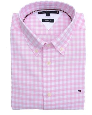 Tommy Hilfiger Oxford Gingham Button Down Shirt Regular Fit Pink White Checked