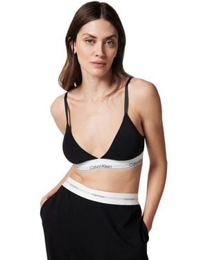 Calvin Klein 's Lightly Lined Triangle Bra With Logo Band - Black