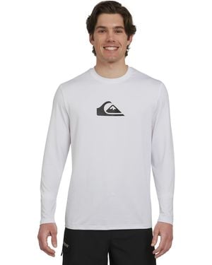 Quiksilver Swimwear Regular Fit Upf 50 Long Sleeve Sun Tee Rash Guard Shirt - White