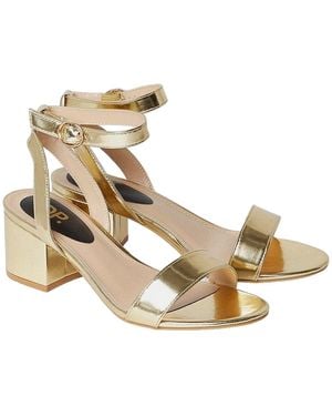 Dorothy Perkins Wide Fit Tommi Barely There Mid Block Heel Sandals - Metallic