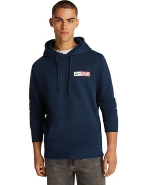 Tommy Hilfiger Uomo Felpa Entry Graphic con Cappuccio - Blu