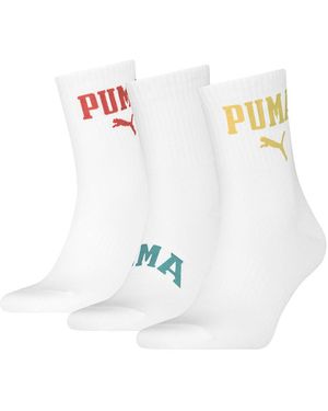 PUMA Logo Crew Short Socks 3 Pairs Eu 35-38 - White
