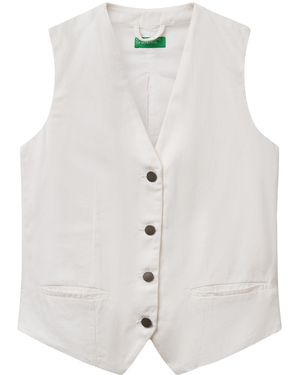 Benetton Gilet 2leddj00g Weste - Weiß