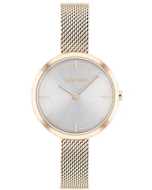Calvin Klein Orologio Analogico al Quarzo da donna con cinturino in maglia metallica in acciaio inossidabile color oro rosso - Metallizzato