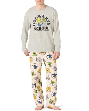 Amazon Essentials Completo Pigiama con Pantaloni e Maglia a iche Lunghe in Flanella Uomo - Metallizzato