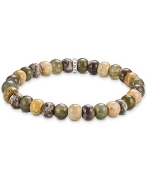 Thomas Sabo Bracelet labradorite et perles jaspe crocodile taille 59 - Métallisé