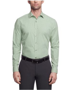 Kenneth Cole UNLISTED Slim Fit Check Spread Collar Dress Shirt Smokinghemd - Grün