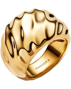 PANDORA 163884c00 Statement Ring Wavy Gold-coloured - Metallic