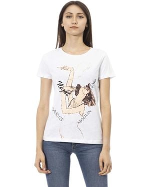 Trussardi Action Elegante T-shirt Bianca con Stampa Chic Frontale Donna - Bianco