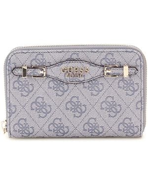 Guess Katya SLG Medium Zip Around Wallet M Slate Logo - Metallizzato