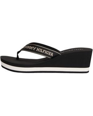 Tommy Hilfiger Vrouwen Wedge Zomer Sandal Fw0fw08858 Flip Flops - Zwart